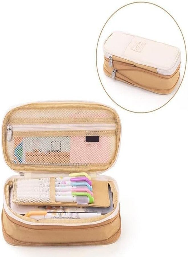 DROPOSALE Cotton Pencil Pouch Durable, Stylish & Spacious Organizer for Pens, Pencils, and Small Accessories Ideal for School, Office, and Travel Pack of 1 (Cotton Khakhi Pouch) - Image 2