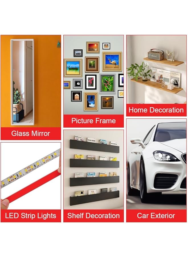 erorex New Upgraded Double Sided Tape Heavy Duty Extra Thick 0.04 In Foam Tape Strong Adhesive Mounting Tape Waterproof For Picture Hanging Strips Carpet Tape For Led Strip Light Indoor And Outdoor - Image 2