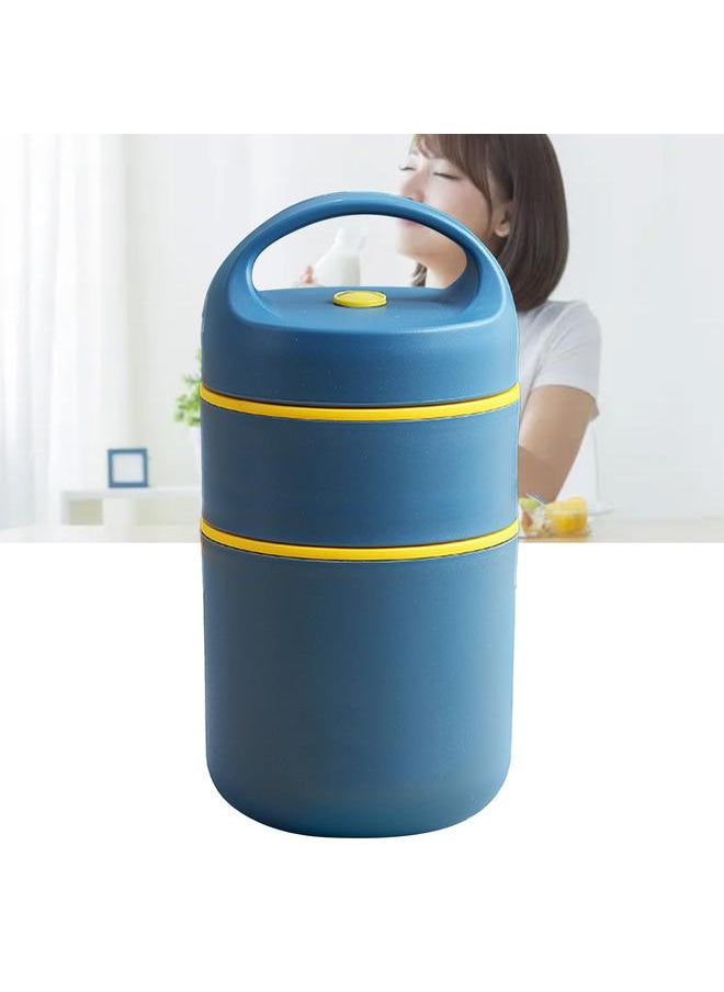 Thoraya - Insulated Food Jar 304 Stainless Steel 680ml 2 Tier Portable Vacuum Food Storage Container for Lunch Breakfast Soup Oatmeal Dark Blue - Image 1