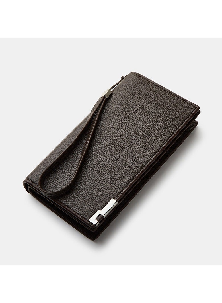 هاي هيلوك محفظة جلدية طويلة للرجال مع حجب RFID، محفظة قابلة للطي مزدوجة مع سحاب - Image 3