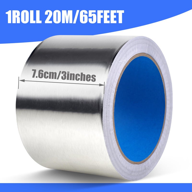 Romeda Aluminum Foil Tape, 3 inch x 65 Feet (3.9 mil), Insulation Adhesive Metal High Temperature Heavy Duty HVAC Tape, Silver for Ductwork, Dryer Vent, HVAC - Image 2