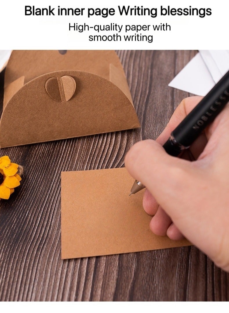 Generic 4 Packs Greeting Card,Brown Kraft 4 Floral Designs of Dried Flowers Greeting Cards with Envelopes, Stickers and Twine, Blank Note Cards for Friend  - Image 4
