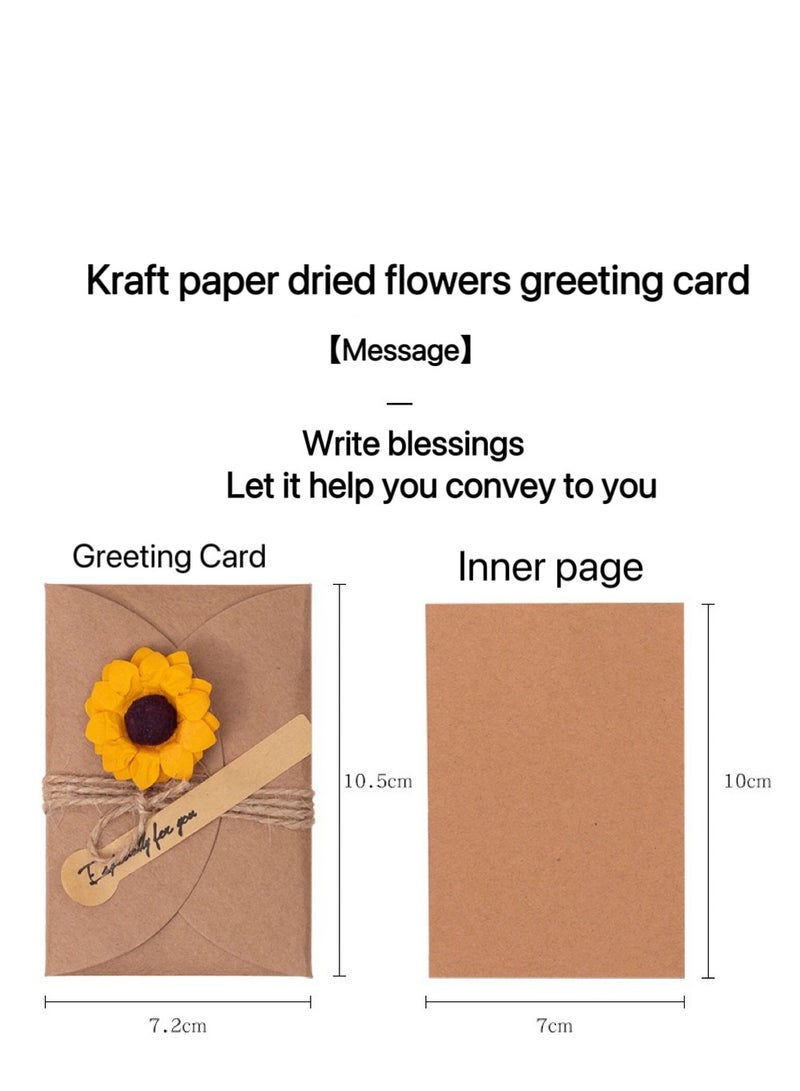 Generic 4 Packs Greeting Card,Brown Kraft 4 Floral Designs of Dried Flowers Greeting Cards with Envelopes, Stickers and Twine, Blank Note Cards for Friend  - Image 2
