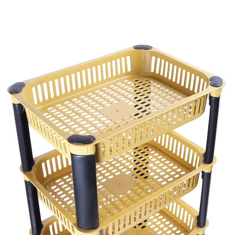 Biltoxi Multipurpose Plastic Storage Rack for Kitchen Onion Potato Sabji Fruit Corner Storage Stand Basket Folding Rack Countertop Kitchen Organizer Cart Kitchen Trolley Rack 4 Layer Ivory - Image 5
