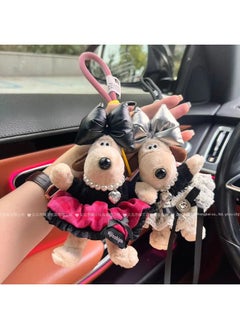 Generic Pink White Contrast Color Love Pleated Skirt Handdog Plush Toy Keychain Car Interior Summer Play Carry-on Pendant-Color:Yellow And White Contrasting Lace Skirt-Height:13cm Hand-woven Rope Style  - Image 5