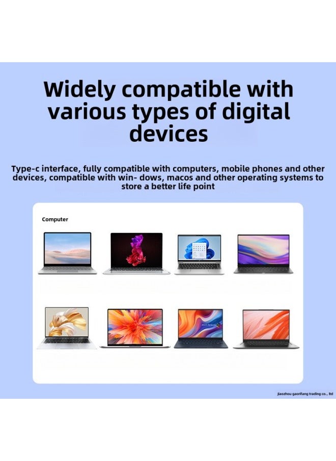 Generic - 1TB Solid-state-U Disk Type-c Mobile Phone Computer Dual-use-dual-interface USB 1000 MB/S High-speed K121-Capacity:Dual Port [1050mb/s] Gigabit Optical Speed Transmission-Interface:Metal Solid U Disk [128g] + Special Protective Leather Case - Image 1
