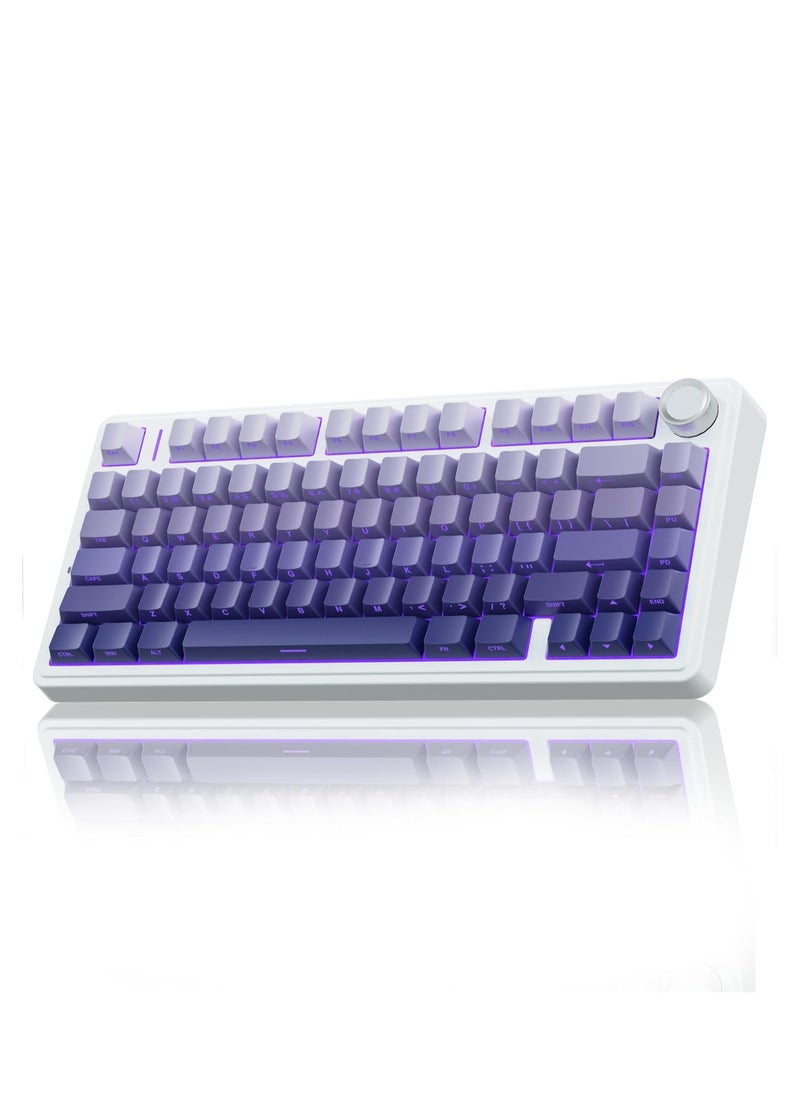 AULA - AULA F75 75% Wireless Mechanical Keyboard,2.4Ghz/Type-C/BT5.0 Mechanical Keyboard,Side Engraved Gasket Hot Swappable Custom Keyboard,Pre-lubed Linear Switches RGB Backlit Gaming Keyboard(Star Vector Switch - Purple) - Image 1