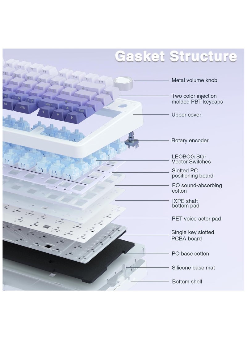 AULA F75 75% Wireless Mechanical Keyboard,2.4Ghz/Type-C/BT5.0 Mechanical Keyboard,Side Engraved Gasket Hot Swappable Custom Keyboard,Pre-lubed Linear Switches RGB Backlit Gaming Keyboard(Star Vector Switch - Purple) - pzsku/ZDBD0F110EEE3EC790A46Z/45/_/1733049256/eb949227-54d1-48bd-976c-a0e2c7ab4223