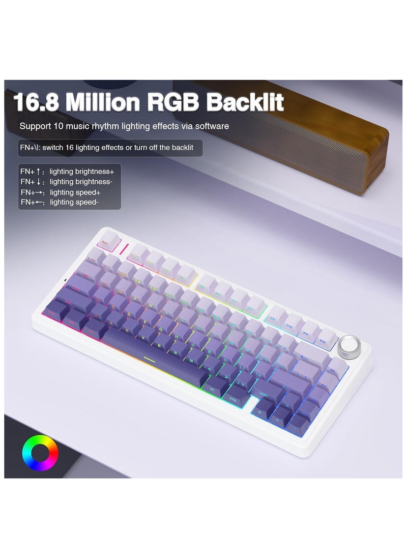 AULA F75 75% Wireless Mechanical Keyboard,2.4Ghz/Type-C/BT5.0 Mechanical Keyboard,Side Engraved Gasket Hot Swappable Custom Keyboard,Pre-lubed Linear Switches RGB Backlit Gaming Keyboard(Star Vector Switch - Purple) - pzsku/ZDBD0F110EEE3EC790A46Z/45/_/1733049306/e2cd10d6-aeae-421b-993c-2bdb4ebf1ff9