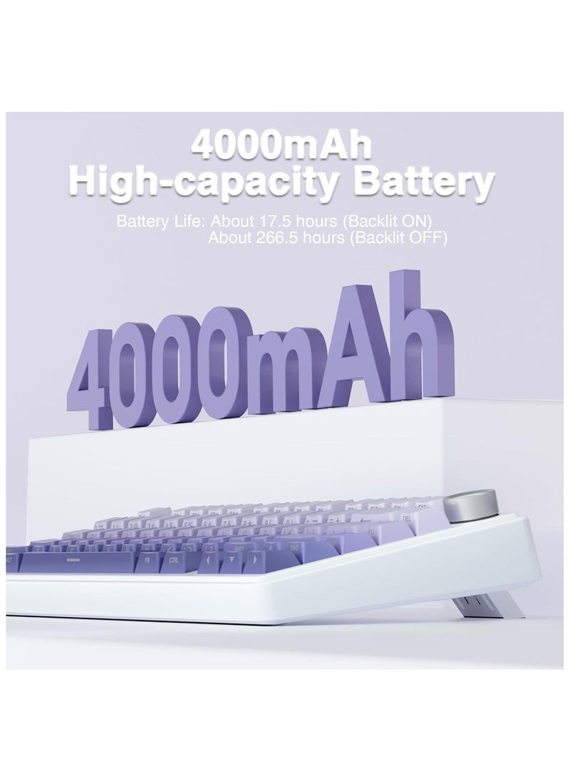 AULA - AULA F75 75% Wireless Mechanical Keyboard,2.4Ghz/Type-C/BT5.0 Mechanical Keyboard,Side Engraved Gasket Hot Swappable Custom Keyboard,Pre-lubed Linear Switches RGB Backlit Gaming Keyboard(Star Vector Switch - Purple) - Image 1