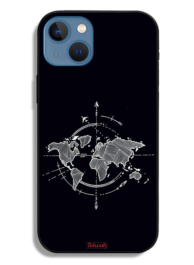 Tolwak Apple iPhone 13 Protective Case Compass Art - Image 2