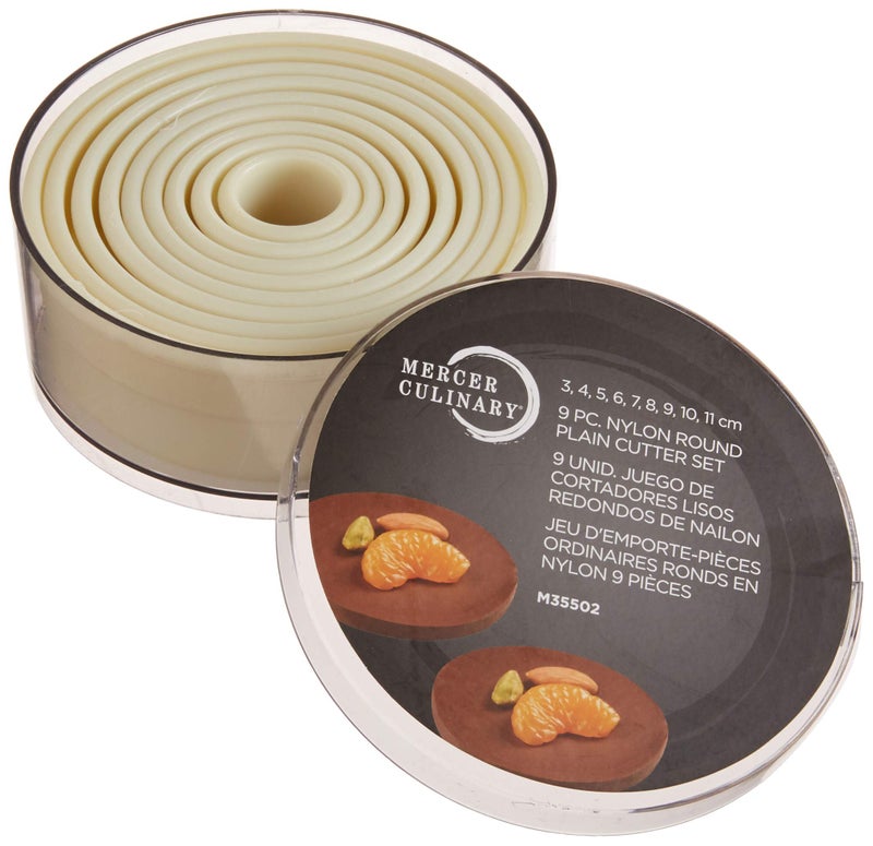 Mercer Culinary 9-Piece Round Plain Nylon Cutter Set,Off White - Image 1