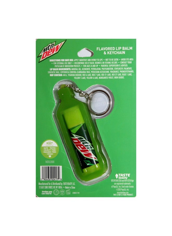 Taste Beauty - (1) Stick Mountain Dew Soda Flavored Lip Balm With Green Bottle Shaped Keychain Holder 3 3/4 L X 1 1/8 W Net Wt. 0.14 Oz - Image 1