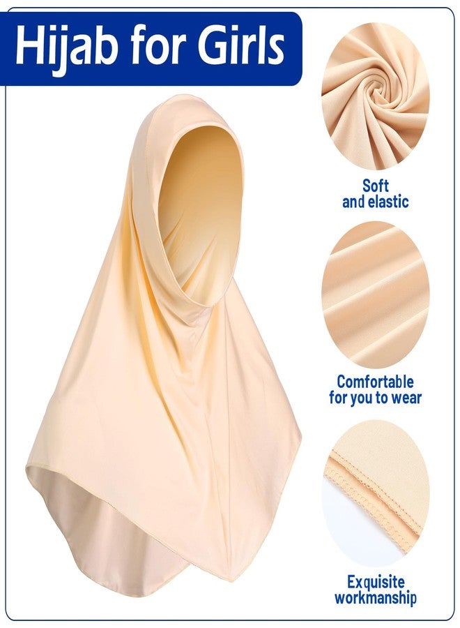 Cozypower 4 Pcs Hijab Muslim for Girls Kids Head Scarf Shawls Neck Wrap Kids Headscarf Turban Ready to Wear Easy Instant(Classic Color) - Image 2