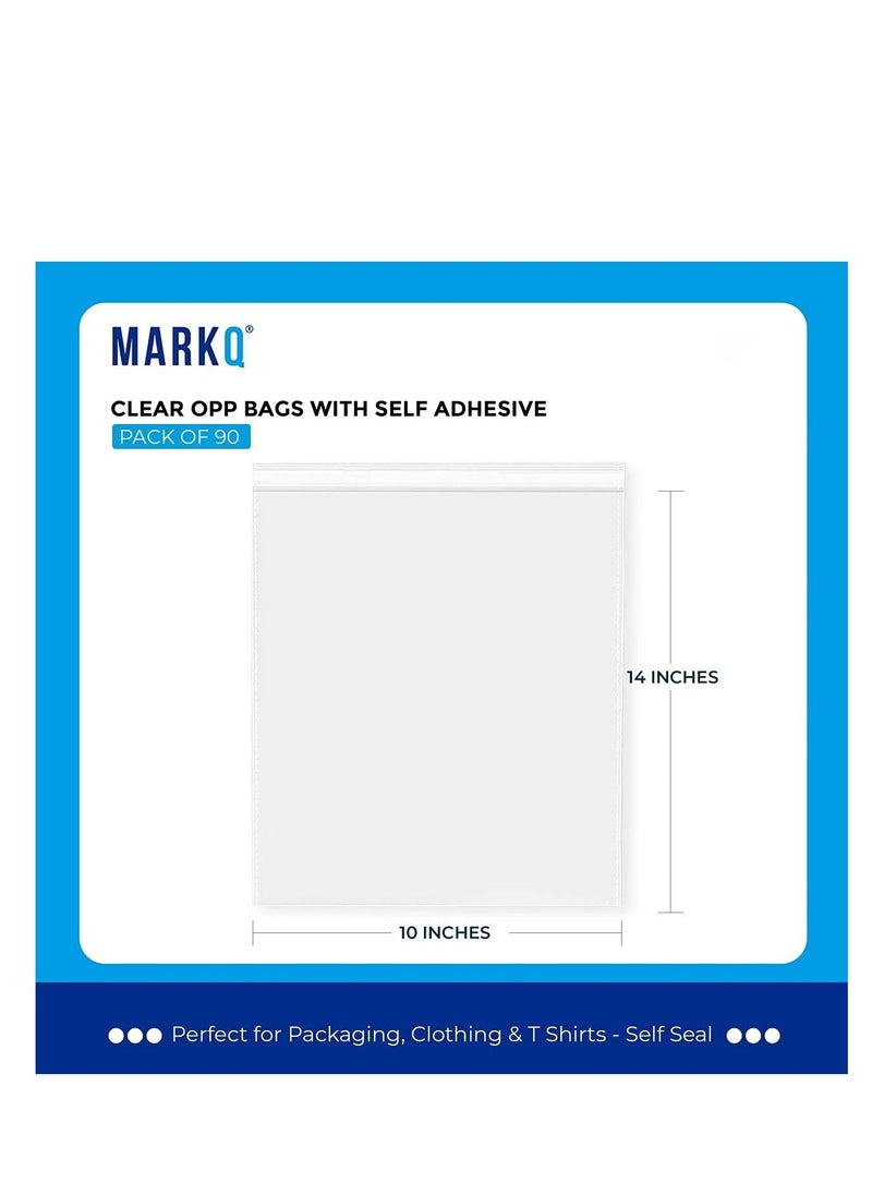 MARKQ حقيبة بريد بولي شفافة قابلة للإغلاق مقاس 10 × 14 بوصة، [90 قطعة] أكياس سيلوفان بلاستيكية ذاتية الغلق لمطبوعات 10 × 14، تي شيرت، منشورات، مستلزمات سلة هدايا الزفاف  - Image 2