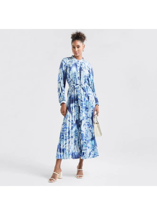 FAV All-Over Print Maxi Shirt Dress with Long Sleeves