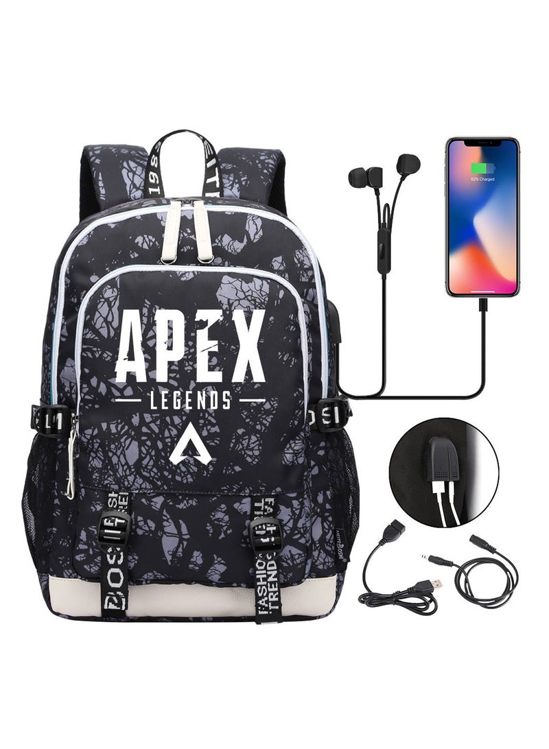 حقيبة ظهر مطبوعة بمنفذ USB للشباب المشغولين