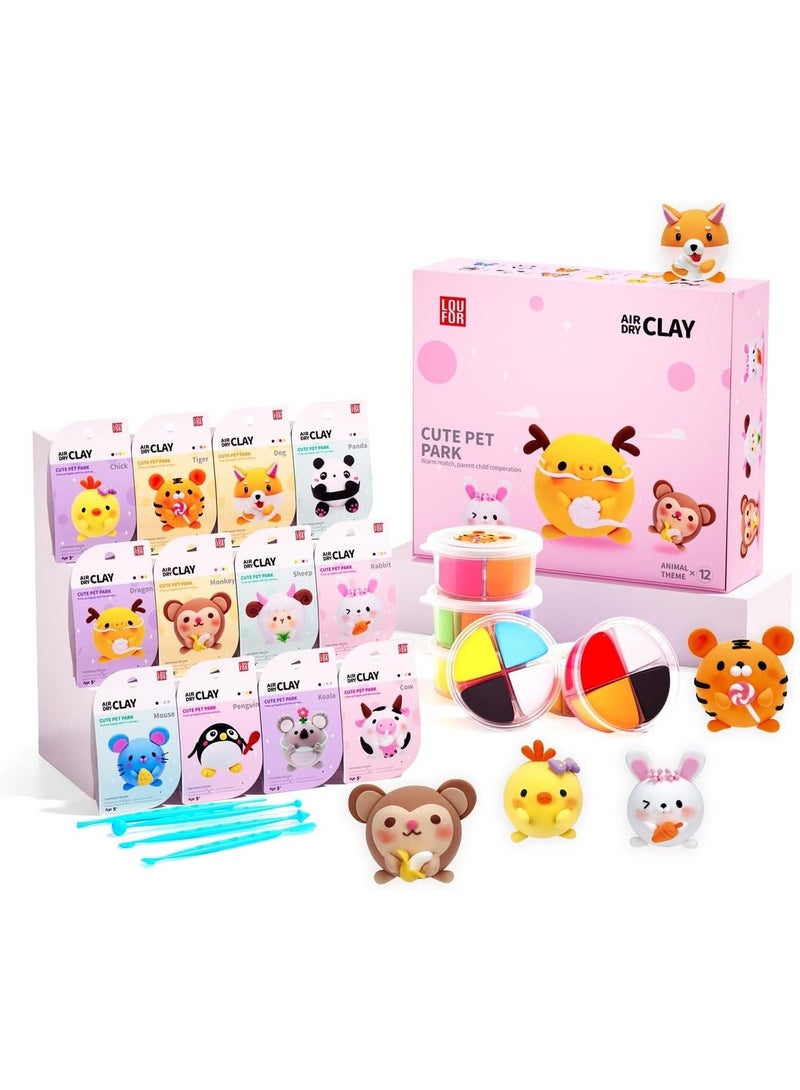 Loufor Air Dry Clay Kits - Modeling Clay for Kids, Ultra Light & Soft, Safe & Non-Toxic, DIY Air Dry Clays Kit with Sculpting Tools and Tutorials, Creatible Art Crafts Toys Gifts for Boys Girls - Image 1