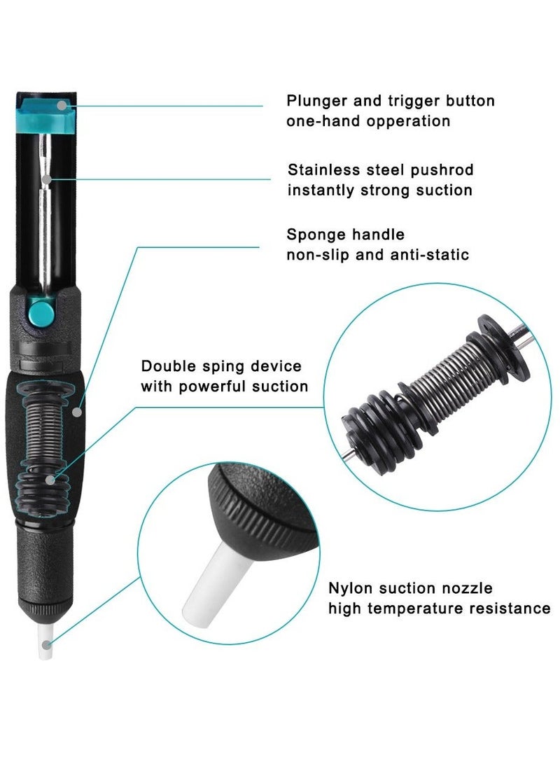 7 Pieces Solder Sucker Desoldering Wick Kit, Including 1 Pc Desoldering Sucker And 6 Pcs Solder Braid Wick, 2.0mm 2.5mm 3.0mm Width, 1.5m Length with Flux, Desoldering Vacuum Pump Solder Removal Tool - Image 2