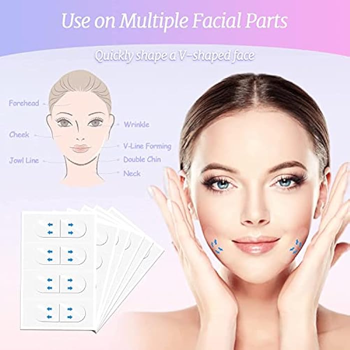 GABZ Face Lift Tape Instant Face Lifting Sticker Invisible Waterproof Elasticity Wrinkle Lift Patches Makeup Face Lift Tools for Instant Face, Neck Lift, Reduce Double Chin (Face Lift Tape (80)) - Image 2