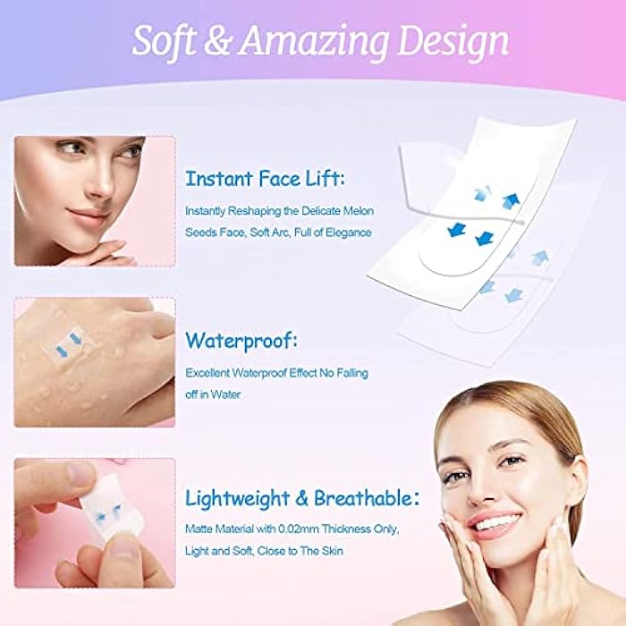 GABZ Face Lift Tape Instant Face Lifting Sticker Invisible Waterproof Elasticity Wrinkle Lift Patches Makeup Face Lift Tools for Instant Face, Neck Lift, Reduce Double Chin (Face Lift Tape (80)) - Image 4