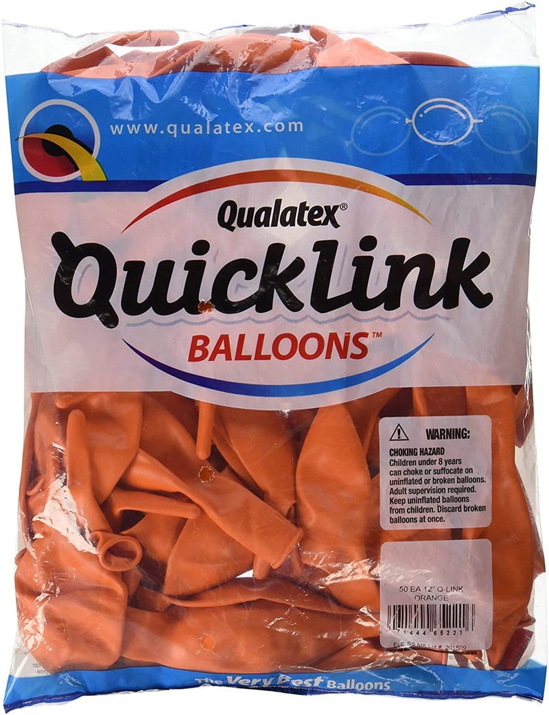 Qualatex Pioneer Balloon 50 Count Quick Link Latex Balloons, 12", Orange - Image 2