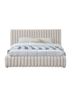 A to Z Furniture Nico Velvet Single, Double, Queen, King and Super King Bed Cream 100x200cm Single size Bed in Cream Color 