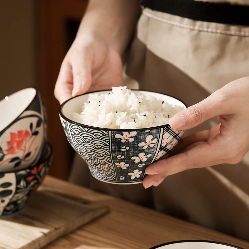 PLENARO Ceramic Cereal/Dessert Bowl Set,Stylish Patterned Kitchen Dining Bowls,Microwavable & Dishwasher Safe,with Gift Box Packed (Set of 4) - Image 5