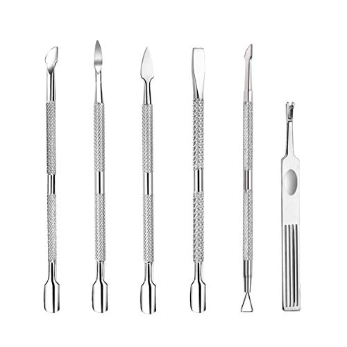 Benbeno 6PCS Cuticle Pusher Set, Stainless Steel Cuticle Remover Kit, Cutter and Trimmer Manicure and Pedicure Tools for Fingernail and Toenails - Image 1