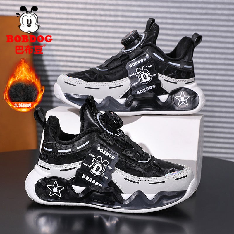 Babu Bean Children'S Shoes Boys Cotton Shoes Fleece-Lined Warm Cotton Winter Shoes Leather Sneaker For Children - Image 5
