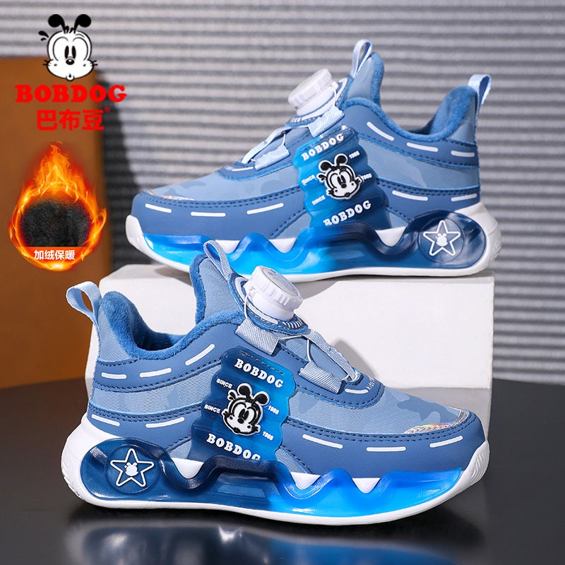 Babu Bean Children'S Shoes Boys Cotton Shoes Fleece-Lined Warm Cotton Winter Shoes Leather Sneaker For Children - Image 3
