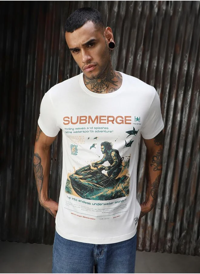 HIGH STAR Men Regular Fit Motoracer Graphic Printed F1 Cotton T-shirt