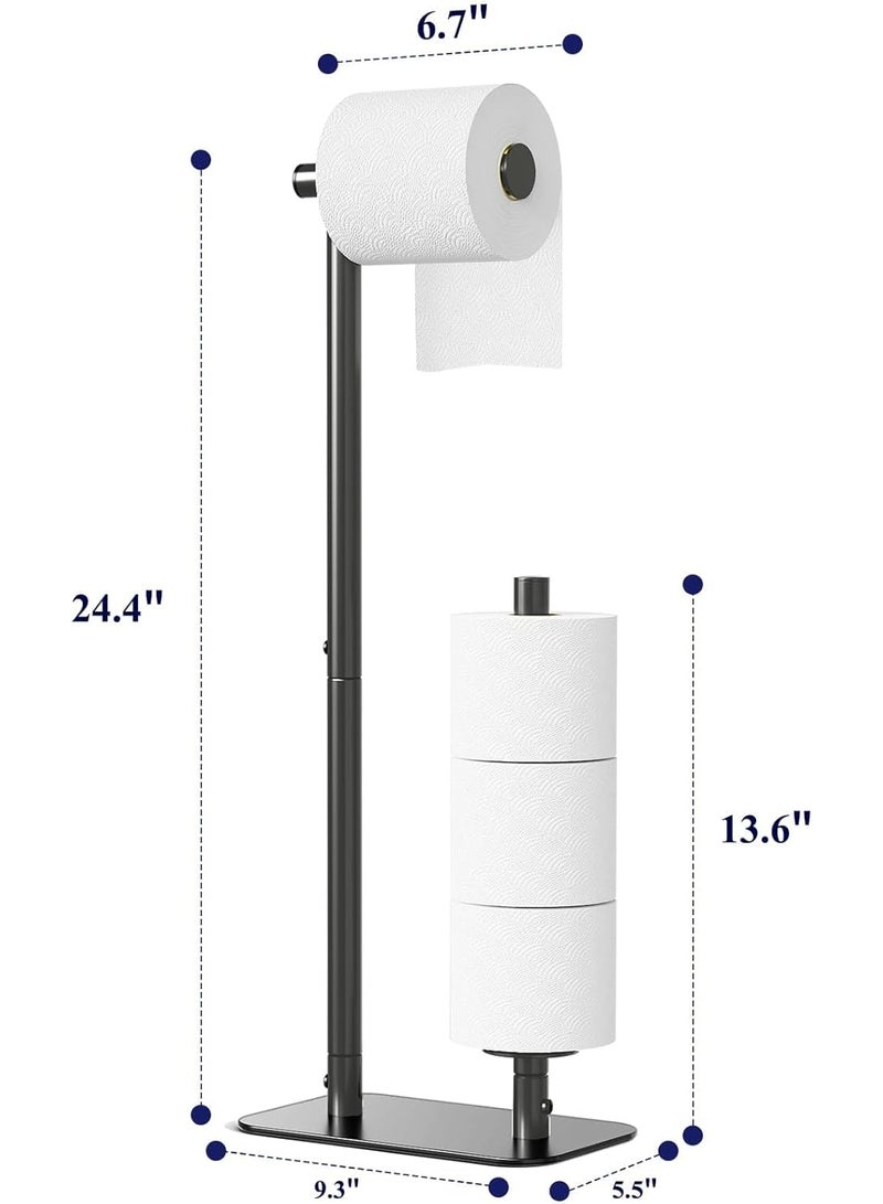CENXI Toilet Paper Holder, Free Standing - Large Capacity Toilet Paper Holder for 4 Rolls, Rustproof Toilet Paper Stand with Non-Slip Stable Base, Black, 20 * 13 * 56.5cm - Image 2
