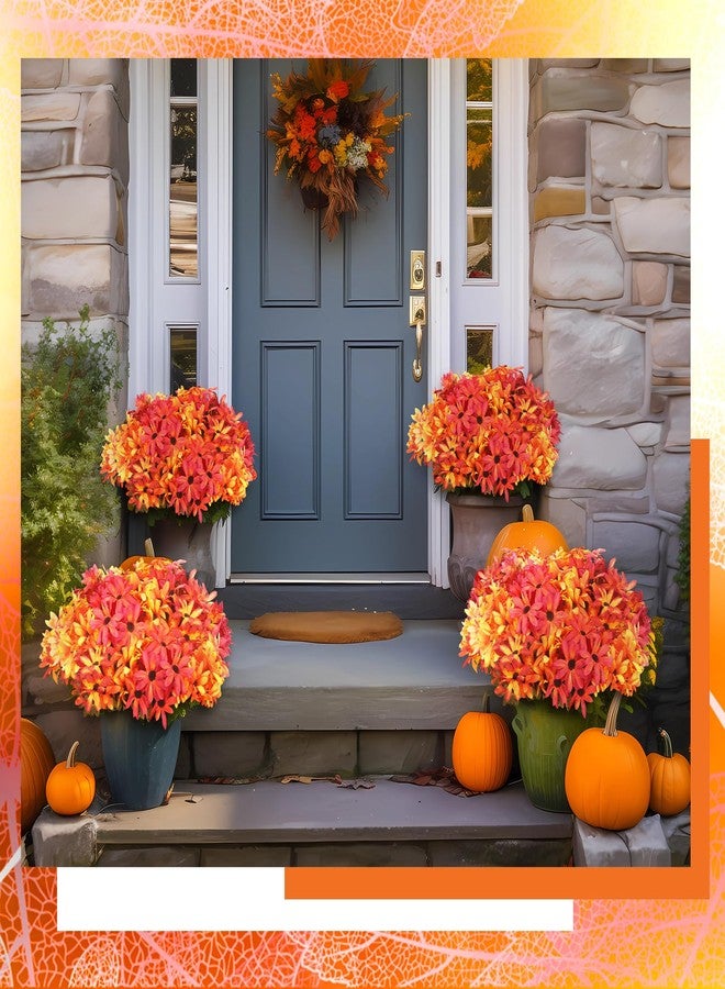 XunYee 12 Pcs Artificial Fall Flowers Faux Mums Bright Flowers Assorted Fake Silk Mums Chrysanthemums Bouquet Autumn Marigold for Vase Table Floral Arrangement for Wedding Home Outdoor Decorations - Image 5