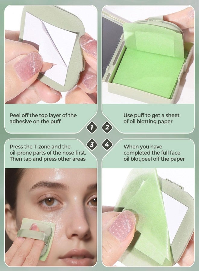 SUMEITANG 300 Oil Blotting Sheets for Face with Mirror & Puff Set | Oil Absorbing Sheets for Oily Skin | High-Performance Oil Control | Say Goodbye to Greasy | Summer Essentials for Women - Image 4