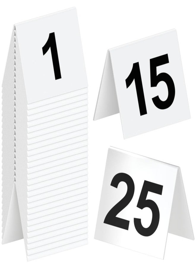 TAPIX Restaurant Table Numbers 1-25 White, Tent Table Numbers (3 in x 3.5 in) - Image 1