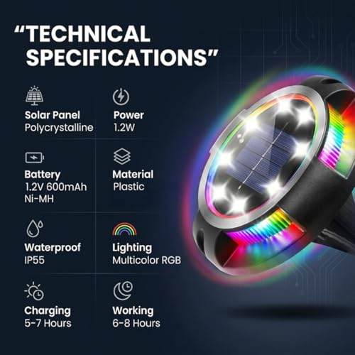 hardoll plastic Solar Ground Light Decorative RGB+White Color LED Waterproof for Outdoor Home Garden Pathway Lawn Driveway(Pack of 1) - Image 2