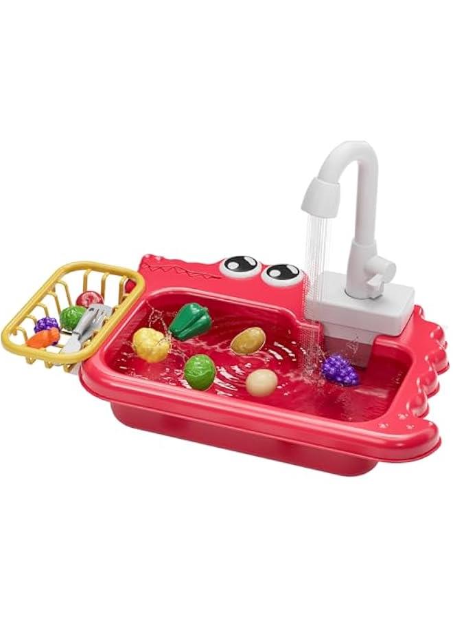 Play Kitchen Sink Toys, Pretend Kitchen Play Sink with Running Water Toys for Toddlers 1-3, Play Food Sets for Kids Kitchen Toys, Birthday Toys Gifts for Toddlers Kids Girls 1 2 3 Years Old - Image 1