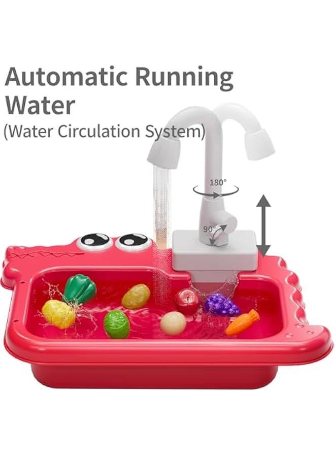 Play Kitchen Sink Toys, Pretend Kitchen Play Sink with Running Water Toys for Toddlers 1-3, Play Food Sets for Kids Kitchen Toys, Birthday Toys Gifts for Toddlers Kids Girls 1 2 3 Years Old - Image 2