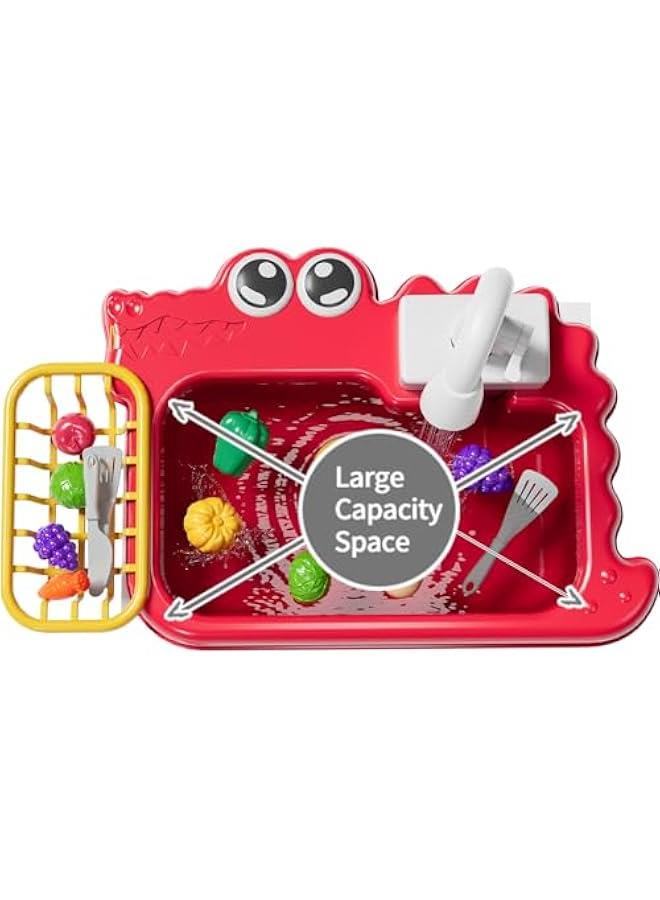 Play Kitchen Sink Toys, Pretend Kitchen Play Sink with Running Water Toys for Toddlers 1-3, Play Food Sets for Kids Kitchen Toys, Birthday Toys Gifts for Toddlers Kids Girls 1 2 3 Years Old - Image 4