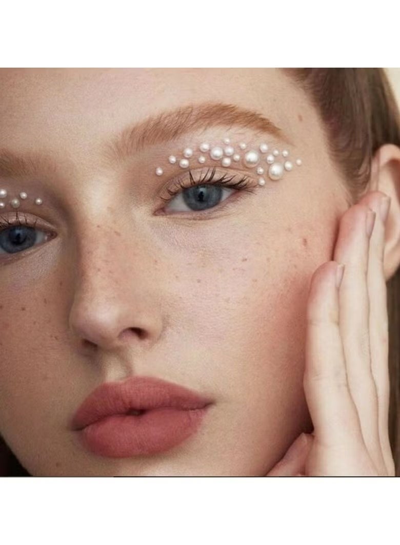 جيكومو ملصقات اللؤلؤ ذاتية اللصق ، الأحجار الكريمة اللؤلؤ الأبيض للعيون الوجه مسمار مؤقت الوشم الأحجار الكريمة المجوهرات DIY الحرف - Image 2