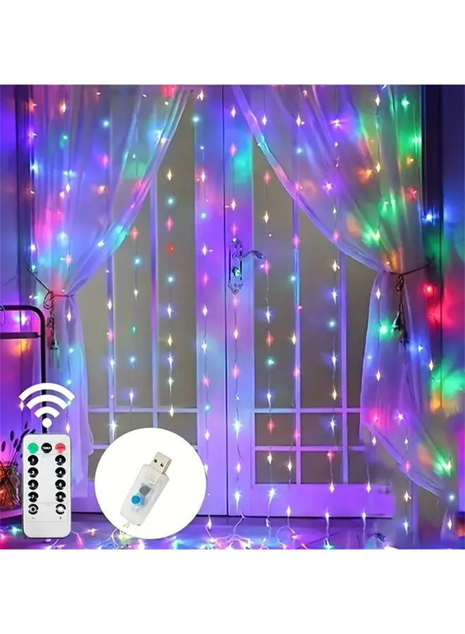 600 LED Warm White Curtain Lights 6Mx3M Remote 8 Modes USB Indoor Outdoor Decor - Image 2