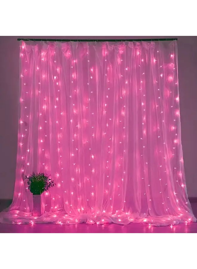 600 LED Warm White Curtain Lights 6Mx3M Remote 8 Modes USB Indoor Outdoor Decor - Image 1