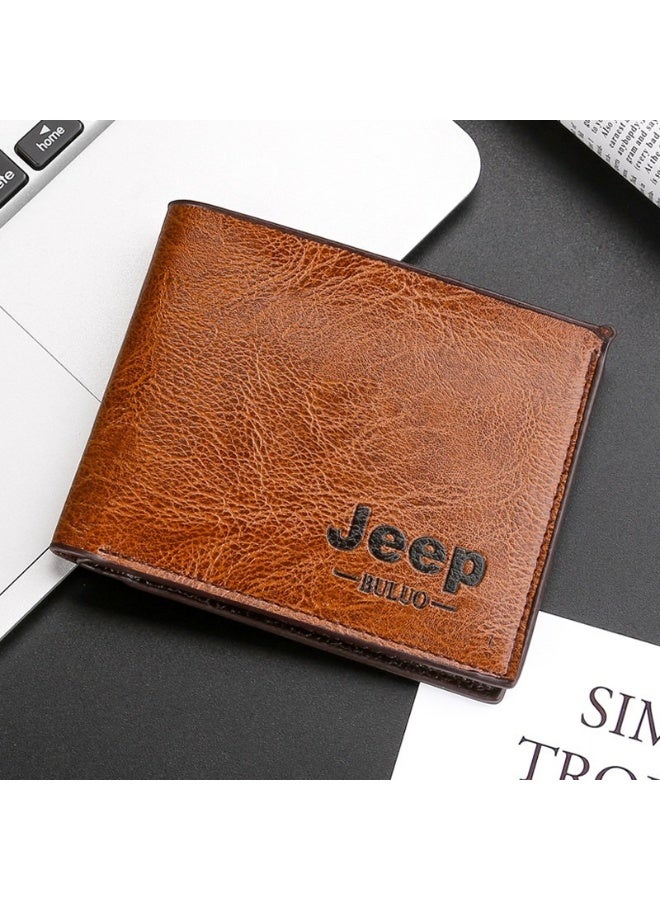 Jeep Buluo JEEP Men’s RFID Blocking Short Wallet – Compact Anti-Theft Bifold Wallet with Multiple Card Slots, ID Window, Cotton Blend Material, Casual Slim Card Holder - Image 5