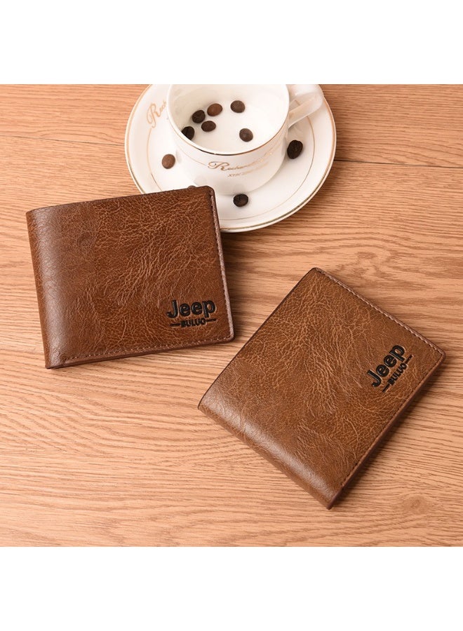 Jeep Buluo JEEP Men’s RFID Blocking Short Wallet – Compact Anti-Theft Bifold Wallet with Multiple Card Slots, ID Window, Cotton Blend Material, Casual Slim Card Holder - Image 2