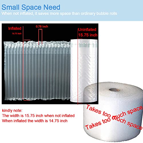 GOENDR Bubble Cushioning Wrap Roll, 15.75 inch x144 Feet, GOENDR Inflatable Air Pillow Column Wrap for heavy duty Packing and Moving, Large Bubble Wine Bottle Protector Breakable Shipping Supplies - Image 4