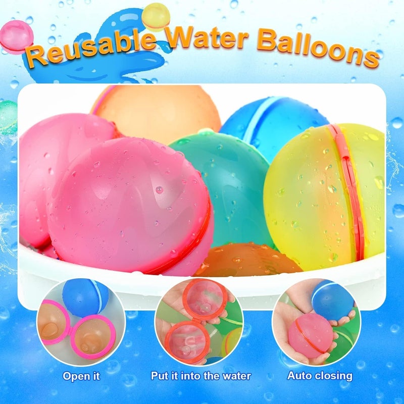 98K Reusable Water Balloons 12 Pcs with Mesh Bag, Pool Beach water Toys for Boys and Girls, Outdoor Summer Toys for Kids Ages 3-12 - Image 4