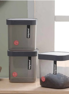 NAYASA Fusion Plastic Food Storage Containers for Kitchen Set Of 3 Pieces Grey - 750 Ml  - Image 3