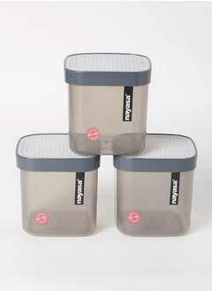 NAYASA Fusion Plastic Food Storage Containers for Kitchen Set Of 3 Pieces Grey - 750 Ml  - Image 1