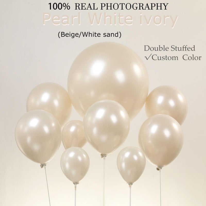 Kozee Pearl White Double-Stuffed Balloons different sizes 63pcs18/10/5 inch 2layer pearl white sand balloon Garland kit For bridge to be Wedding women Birthday baby shower anniversary decorations - Image 3